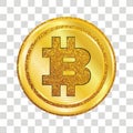 Bitcoin coin symbol with golden circle on isolated