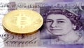 Bitcoin coin United Kingdom Pound sterling banknotes