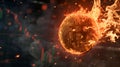 Bitcoin coins fire is burning sign In the stock graph is going down Background, generative AI Royalty Free Stock Photo
