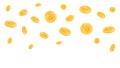 Bitcoin coins flying on a white background. Bitcoin cryptocurrency concept banner