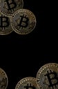 Bitcoin coins isolated on black background