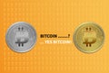 Bitcoin coins with orange background