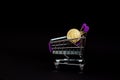 Bitcoin coins in a shopping cart. Virtual cryptocurrency purchase concept. Black background. Bitcoin mining, online business, Royalty Free Stock Photo