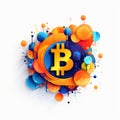 Colorful Bitcoin Symbol Art On White Background