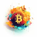 Bitcoin Art: Colorful Graphic Design-inspired Illustrations On White Background