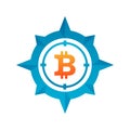 Bitcoin compass logo design template icon