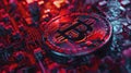 Bitcoin on Computer Motherboard Royalty Free Stock Photo