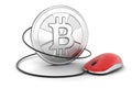 Bitcoin with computer Mouse Royalty Free Stock Photo