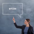 BITCOIN CONCEPT Business Concept. Business Woman Graphic Concept Royalty Free Stock Photo