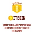 Bitcoin concept and font. Digital money. Blockchain, finance symbol. Cryptocurrency logo sign.