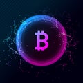 Bitcoin conceptual glowing background. Crypto currency blockchain business mining bitcoin