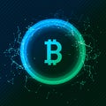 Bitcoin conceptual glowing background. Crypto currency blockchain business mining bitcoin