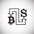 Bitcoin conversion dollar on white background