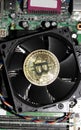 Bitcoin on cooling fan Royalty Free Stock Photo