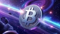 Bitcoin in the Cosmos Royalty Free Stock Photo