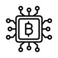 Bitcoin cpu, cpu mining, fpga mining, cpu fully editable vector icons Royalty Free Stock Photo