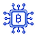 Bitcoin cpu, cpu mining, fpga mining, cpu fully editable vector icons Royalty Free Stock Photo