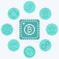 Bitcoin cpu vector icon sign symbol Royalty Free Stock Photo