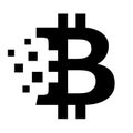 Bitcoin crash icon with disappearing currency symbol