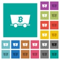 Bitcoin criptocurrency mining square flat multi colored icons Royalty Free Stock Photo