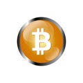 Bitcoin crypto currency blockchain flat logo a colored triangular background. Royalty Free Stock Photo