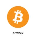 Bitcoin crypto currency blockchain flat logo isolated on white background. Royalty Free Stock Photo