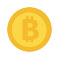 Bitcoin crypto currency blockchain. Gold coin money with bitcoins sign symbol. Cash business icon. Wealth concept. Flat design. Is