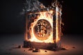 Bitcoin crypto currency burning. Concept business