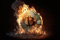 Bitcoin crypto currency burning. Concept business