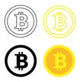 Bitcoin. Crypto currency coin symbol. Coin in flat and in outline style. Editable. Cold bitcoin icon. Vector Royalty Free Stock Photo
