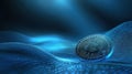 Bitcoin Cryptocurrency on Futuristic Digital Background with Blue Glowing Waves Royalty Free Stock Photo
