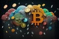 Bitcoin Crypto currency Gold BTC . electronic money, stock markets, exchange.