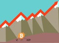 Bitcoin crypto currency growing concept vector illustration.