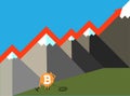 Bitcoin crypto currency growing concept vector illustration
