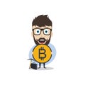 bitcoin crypto currency theme cartoon gentleman male man miner boy