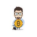 bitcoin crypto currency theme cartoon gentleman male man miner boy