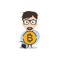 bitcoin crypto currency theme cartoon gentleman male man miner boy