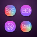 Bitcoin cryptocurrency app icons set Royalty Free Stock Photo