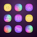 Bitcoin cryptocurrency app icons set Royalty Free Stock Photo