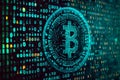 Bitcoin, cryptocurrency background, binary code