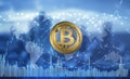 Bitcoin cryptocurrency blockchain technology abstract background .3D ilustration. Royalty Free Stock Photo