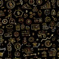 Bitcoin, cryptocurrency and blockchain technology, seamless pattern for your design
