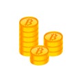 Bitcoin cryptocurrency coin. Money icon in isometric style. Business concept, finance and Internet online payment system. Vector i