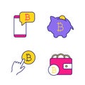 Bitcoin cryptocurrency color icons set Royalty Free Stock Photo
