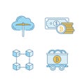 Bitcoin cryptocurrency color icons set Royalty Free Stock Photo