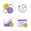 Bitcoin cryptocurrency color icons set Royalty Free Stock Photo