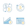 Bitcoin cryptocurrency color icons set Royalty Free Stock Photo