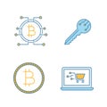 Bitcoin cryptocurrency color icons set Royalty Free Stock Photo