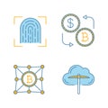Bitcoin cryptocurrency color icons set Royalty Free Stock Photo
