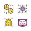 Bitcoin cryptocurrency color icons set Royalty Free Stock Photo